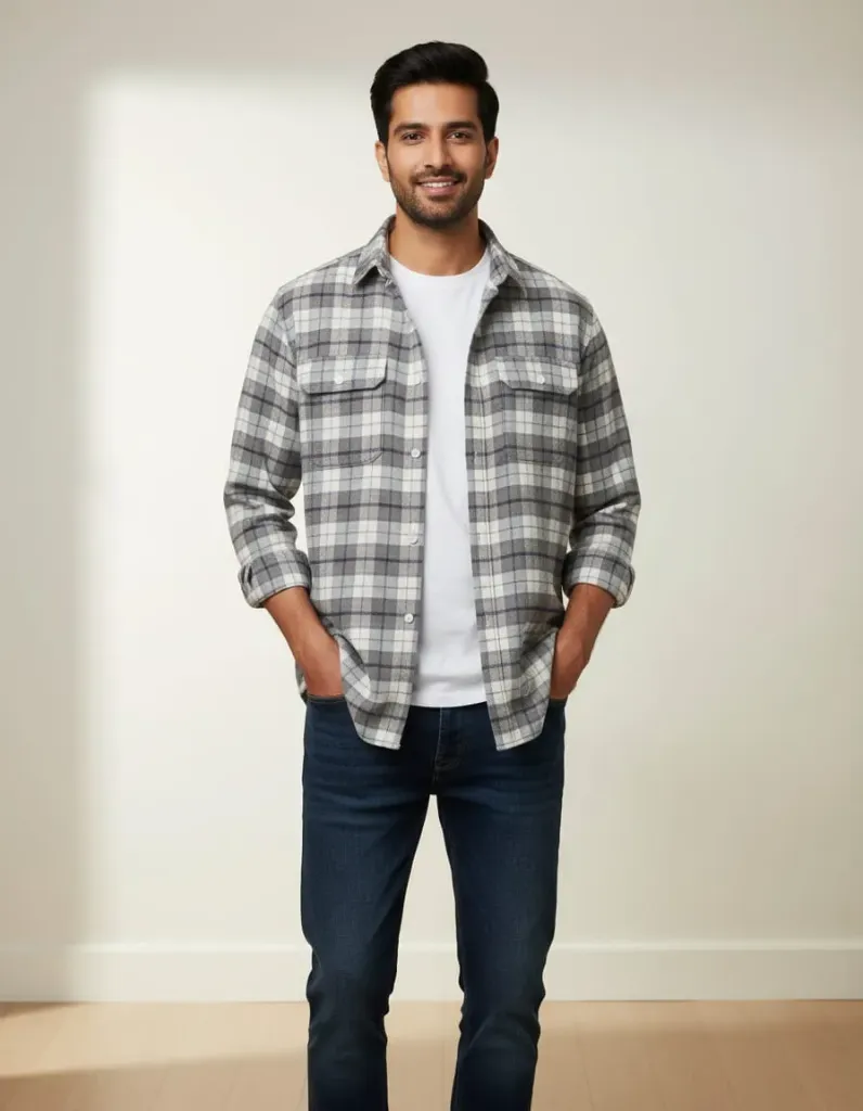 RAZAA`s premium checks shirts with double pockets. (XXS)